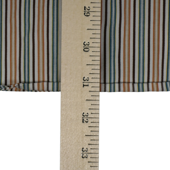 TailorByrd Brown Striped Shirt Men L Cotton Button Up Contrast Cuffs Long Sleeve - Picture 8 of 10